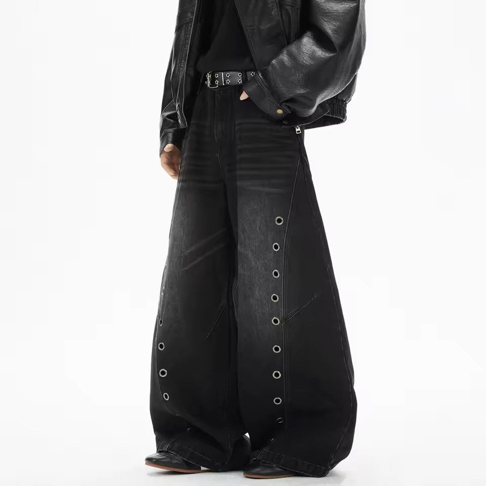 Jean Washed Designer Y2k Wide Leg Baggy Jeans Trousers Size US 32 / EU 48 - 2 Thumbnail