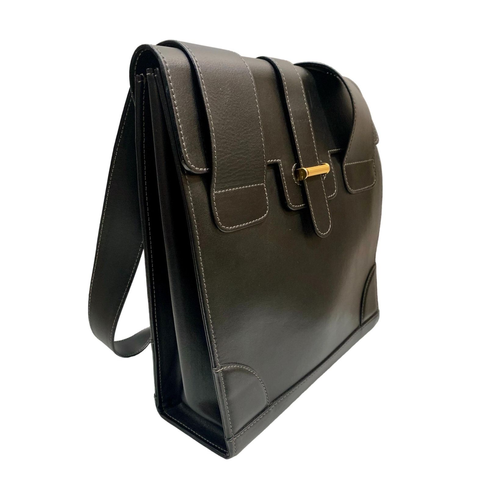 Genuine Leather × Vintage Vintage Silvani Italy Black Leather Structured Shoulder Bag Size ONE SIZE - 2 Thumbnail