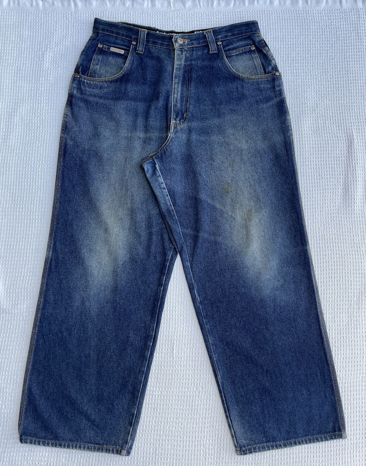 JNCO Rare Vintage 90s🔥JOHNNY BLAZE🔥Embroidered Baggy Jeans Size US 34 / EU 50 - 2 Thumbnail