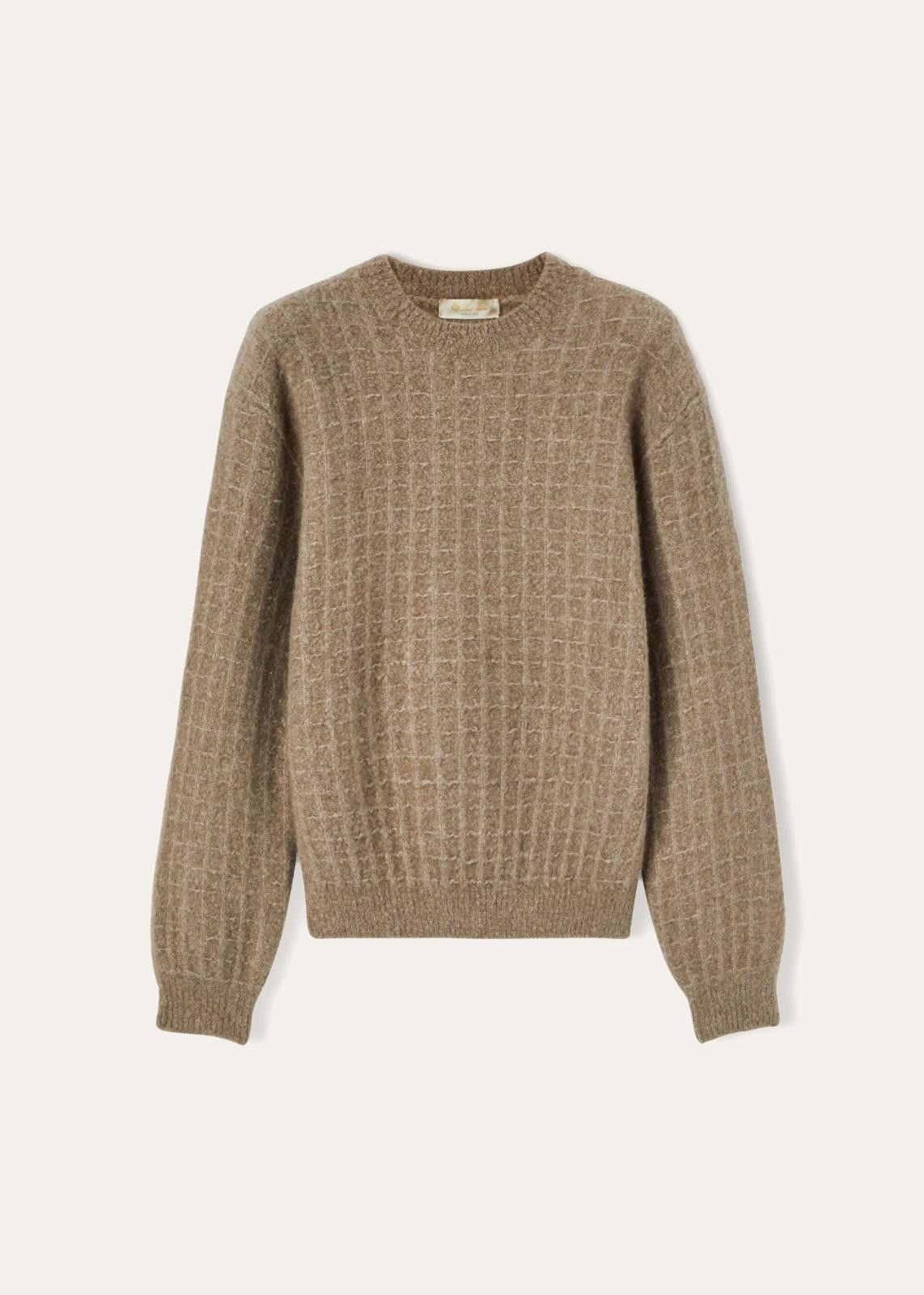 Loro Piana o1srvl11e1024 Cocooning Crewneck Waffle Sweater in Brown Size M / US 6-8 / IT 42-44 - 1 Thumbnail