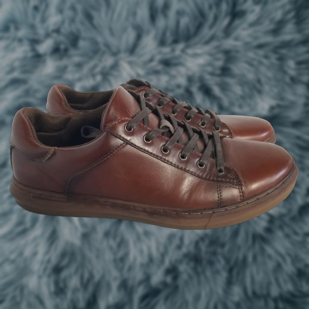 Vintage Azkbird Brown Leather Sneakers Oxfords Men Size 10 Athletic Rubber Upper Men's Shoes Brown Sneakers 10 Size US 10 / EU 43 - 1 Thumbnail