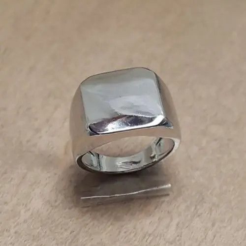 Vintage Silver Biker Style Width Signet Square Ring - 13 RGN-762 Size ONE SIZE - 1 Thumbnail