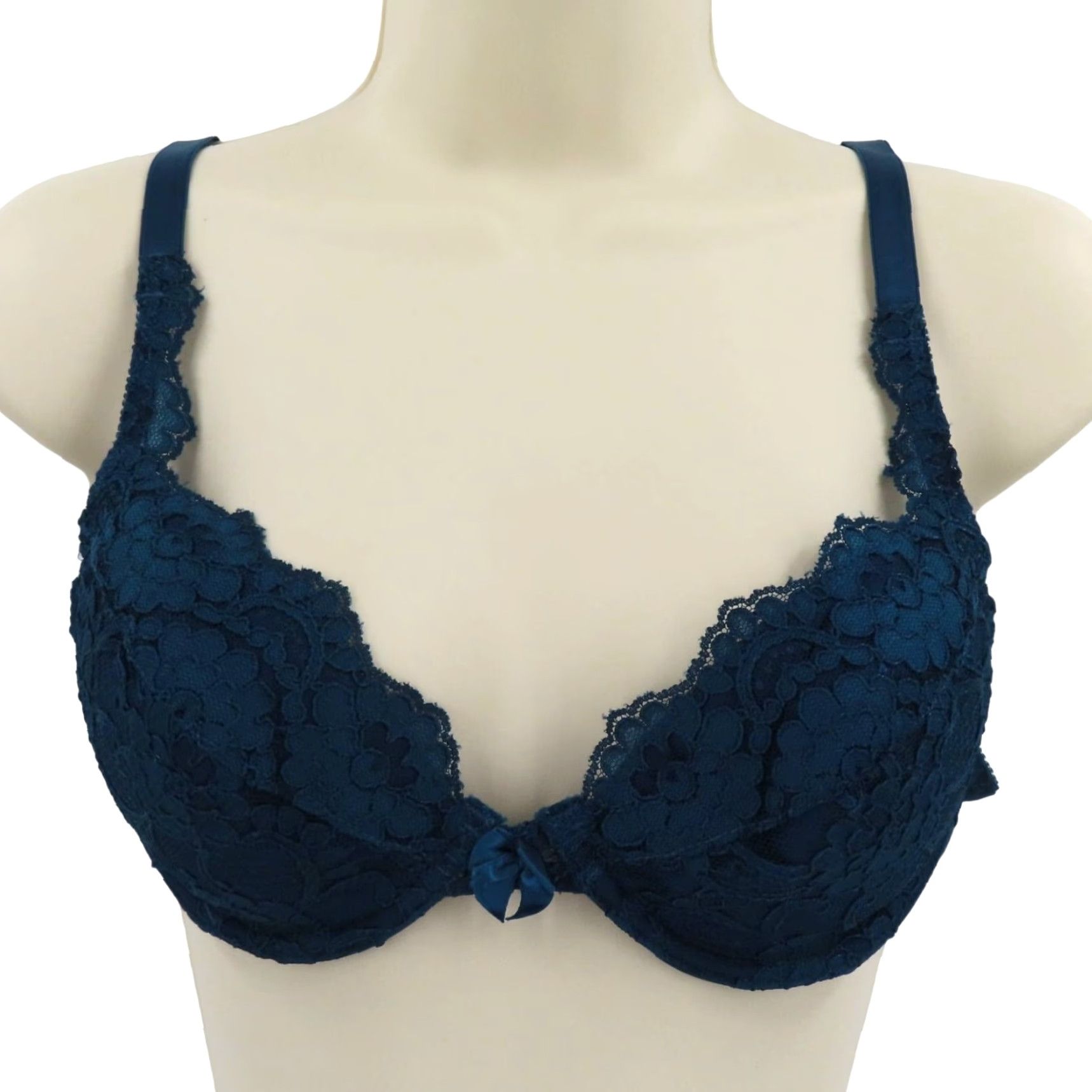 Victoria's Secret VINTAGE Victoria's Secret Bra 34C Blue Floral Underwire Gold Label T-Shirt Cup C Womens Size ONE SIZE - 2 Thumbnail