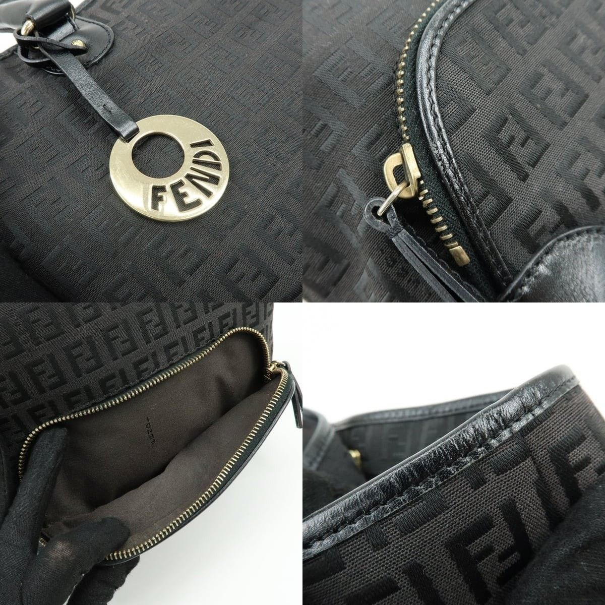 Fendi Fendi Zucchino & Leather Tote Black Size ONE SIZE - 6 Thumbnail