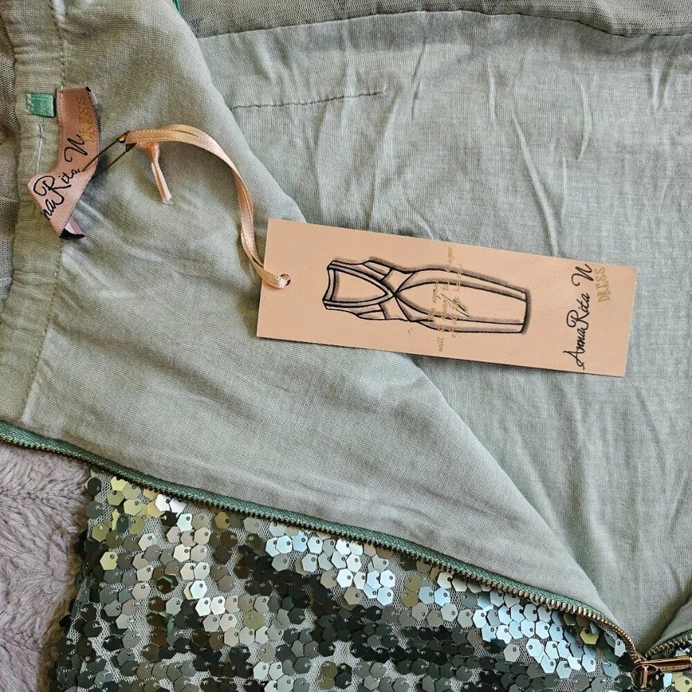 Anna Molinari Annarita N Seafoam Green Sequin Strapless Dress Small Size S / US 4 / IT 40 - 5 Thumbnail
