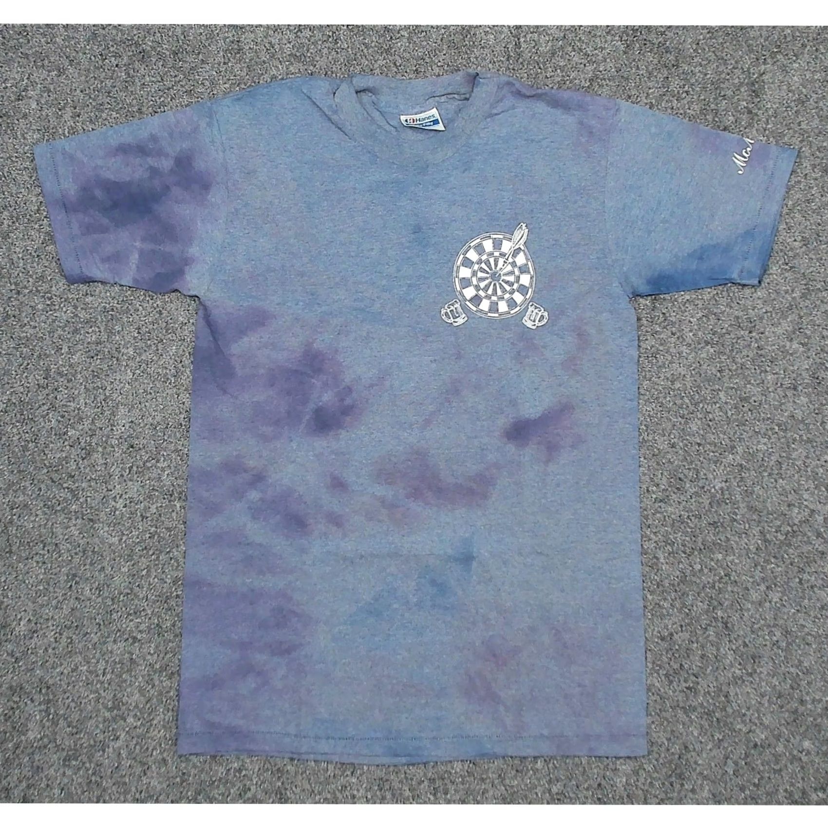 Hanes VINTAGE Hanes T-Shirt Streetwear 80s Tie Dye Single Stitch Short Sleeve M Mens Blue Pattern Beer Dartboard Graphic Print Slim Fit Shirt Size US M / EU 48-50 / 2 - 3 Thumbnail