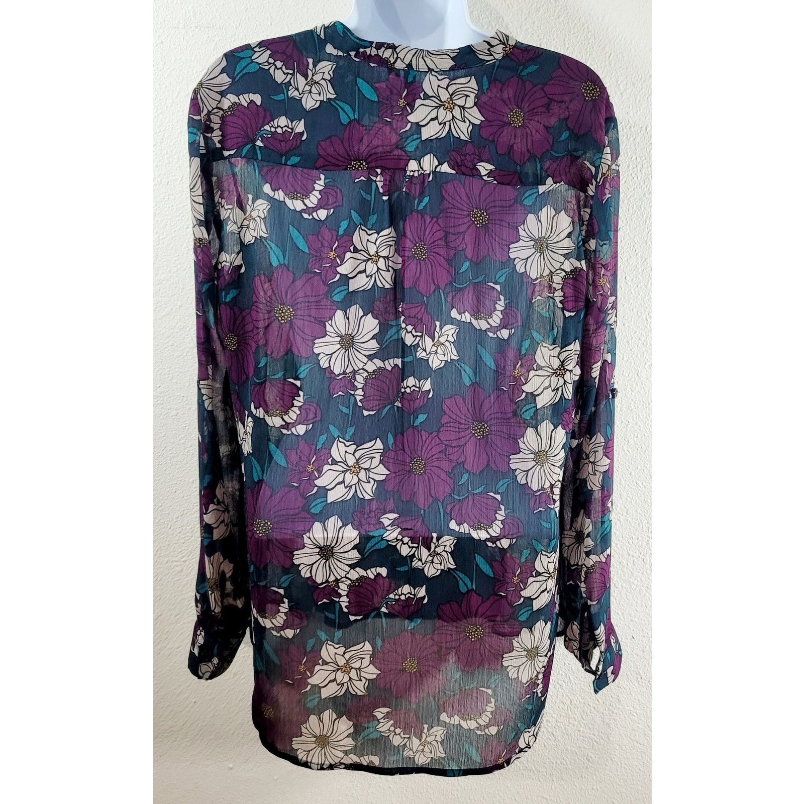 Other KUT From The Kloth Stitch Fix Teal Sheer Floral Top Medium Size M / US 6-8 / IT 42-44 - 3 Thumbnail