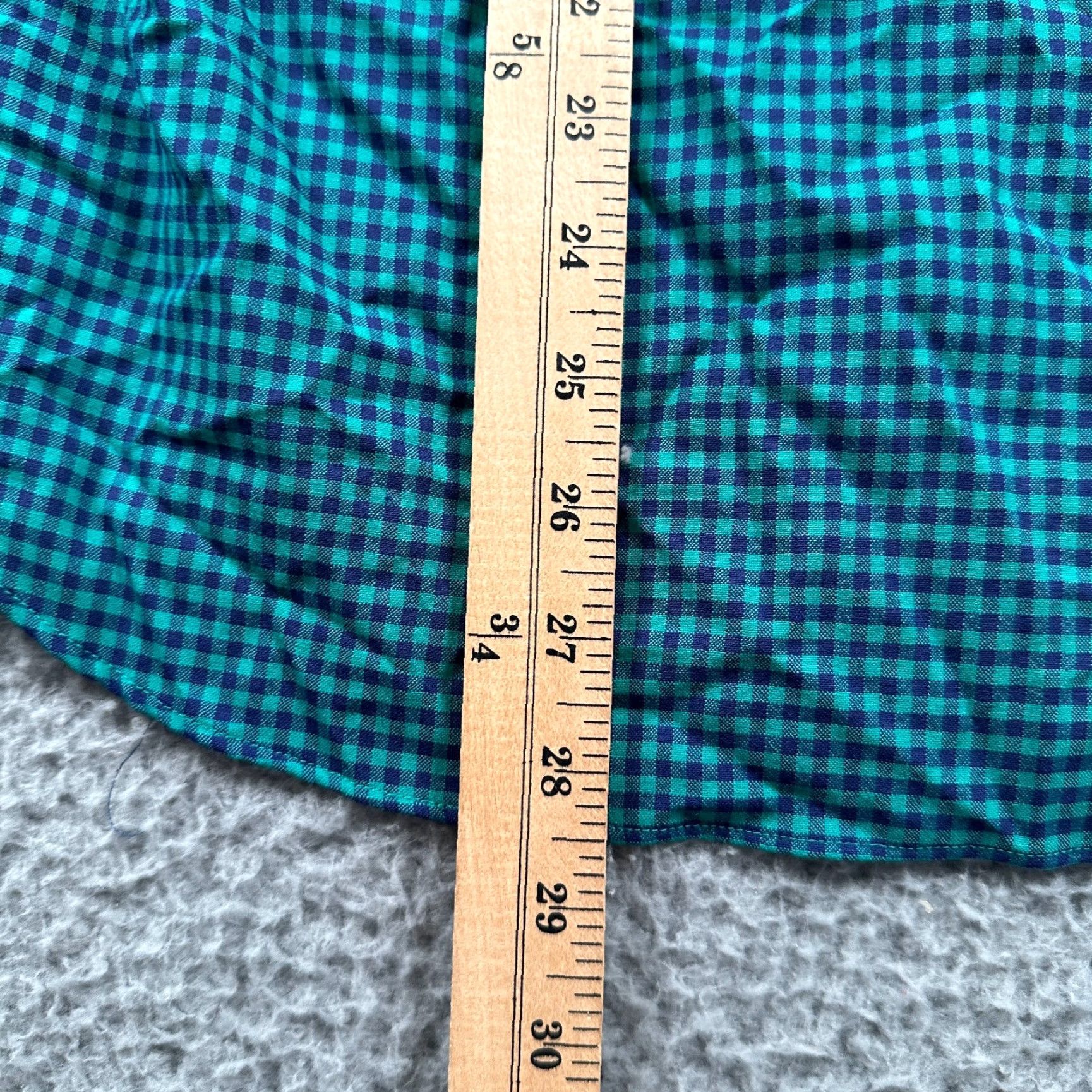 Wool & Prince Shirt Mens M Green Blue Check Long Sleeve Button Up 100% Wool