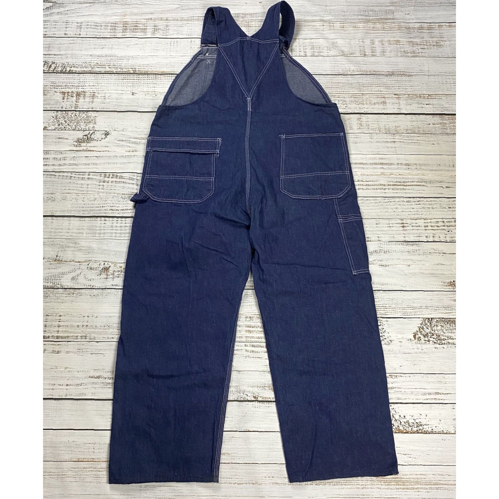 Sears VINTAGE SEARS USA OVERALLS XL BLUE DARK WASH DENIM ZIP POCKET 60S 70S Mens Size US 36 / EU 52 - 7 Thumbnail