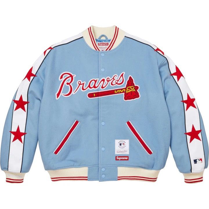 Mitchell & Ness × Supreme Supreme Mitchell & Ness Atlanta Braves Varsity Jacket Small Size US S / EU 44-46 / 1 - 1 Thumbnail
