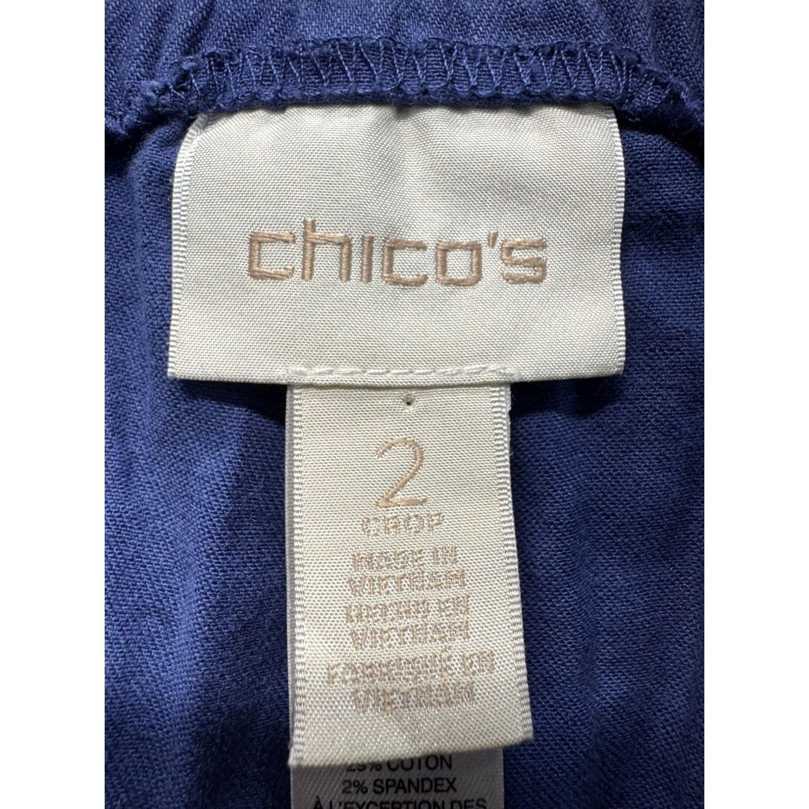 Vintage Chicos Women's Pants Cargo Crop Linen-Blend Pocket 33in Waist 2 Blue Size 26" / US 2 / IT 38 - 4 Thumbnail