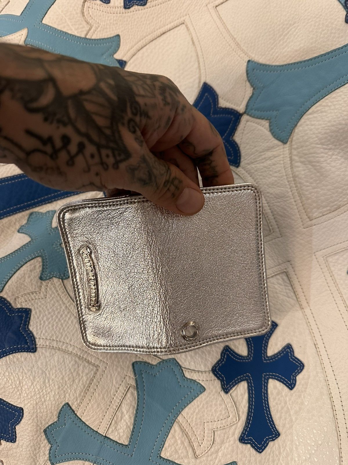 Chrome Hearts CHROME HEARTS NEW SILVER LEATHER WALLET CARD HOLDER Size ONE SIZE - 5 Thumbnail