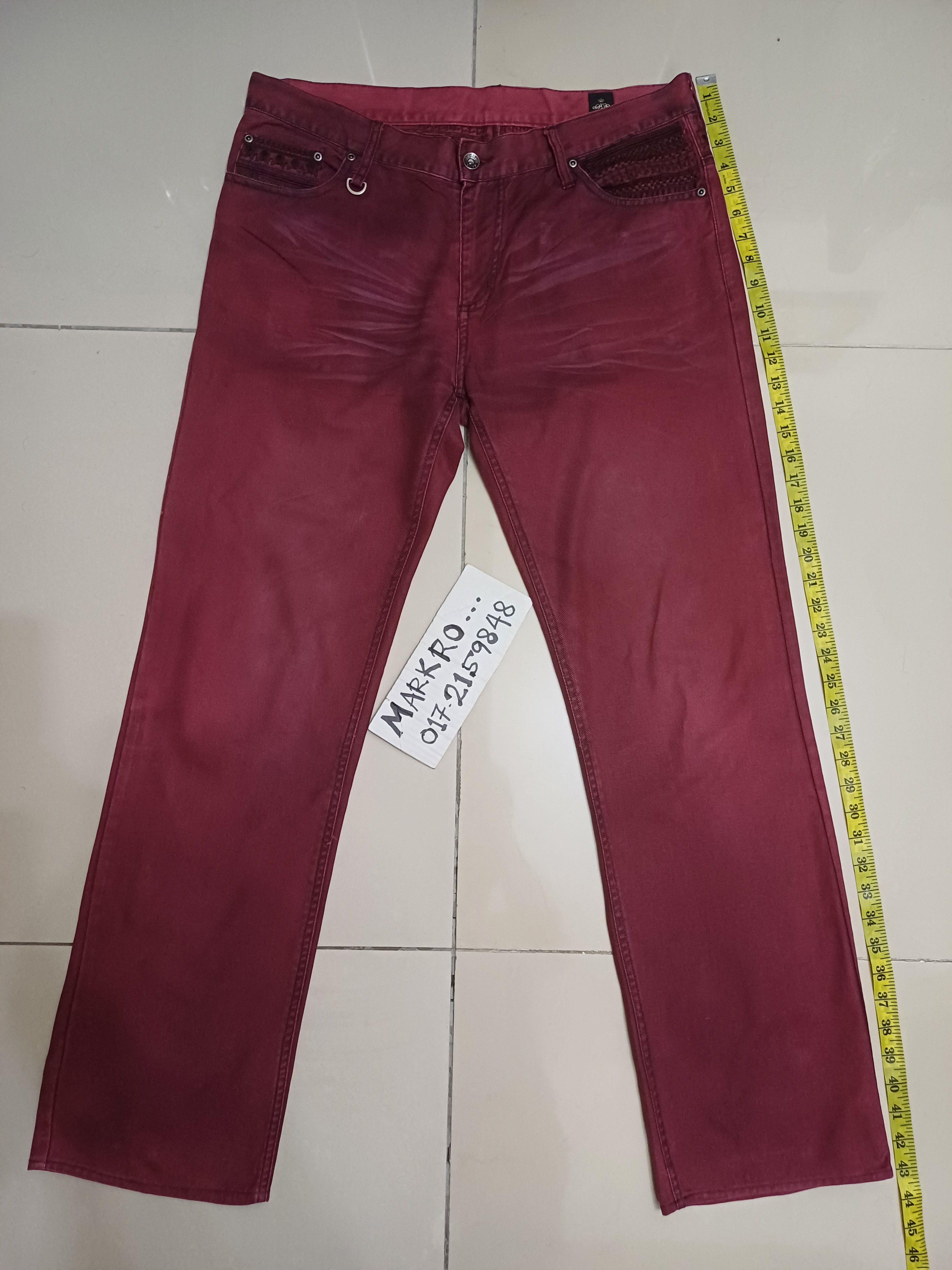 semanticdesign Superb red colour & skull embroidery design jeans 🔥🔥🔥 Size US 36 / EU 52 - 3 Thumbnail