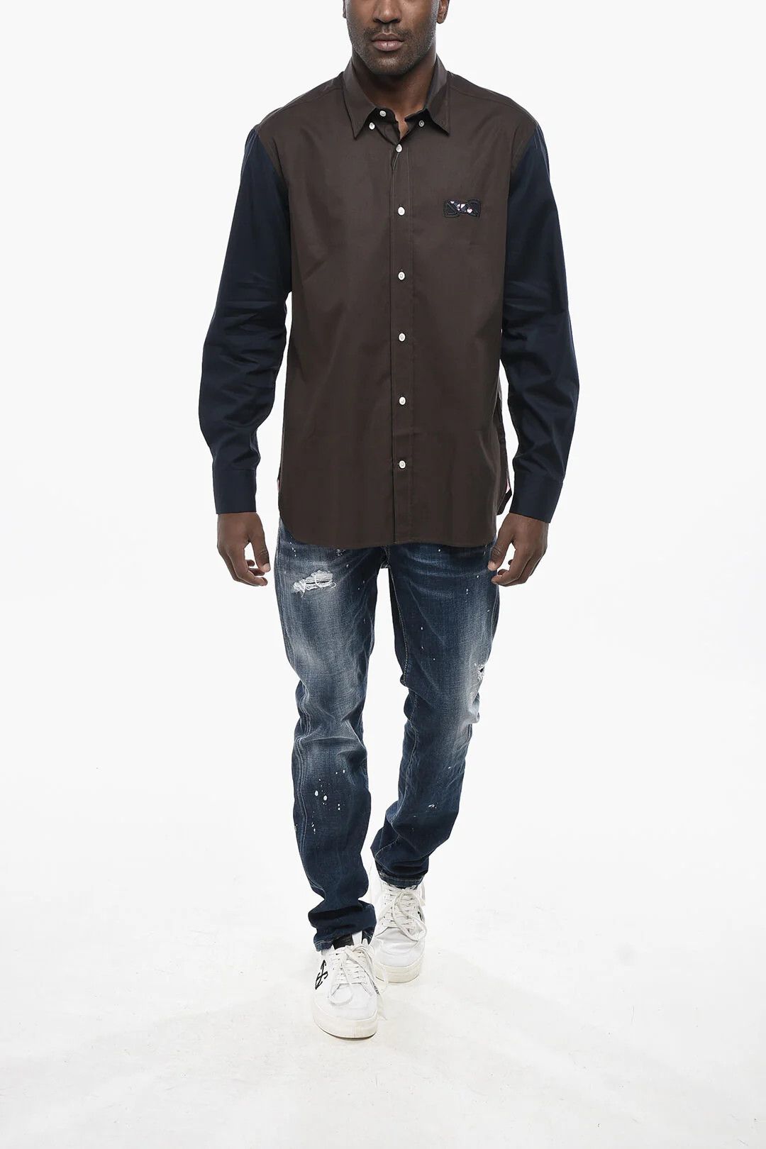 Eden Park og1mm0426 Cotton Button-Down Shirt in Brown Size US S / EU 44-46 / 1 - 4 Thumbnail
