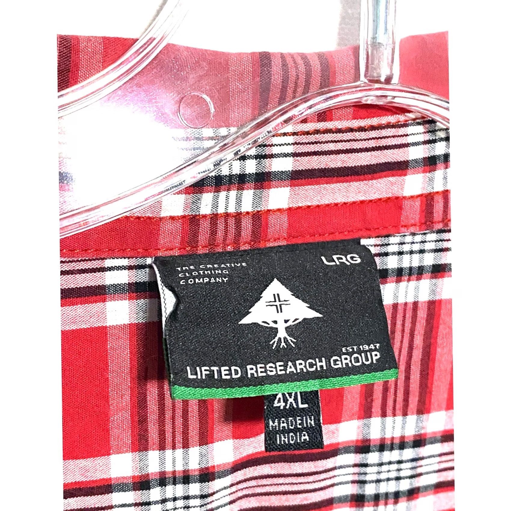 Vintage LRG Plaid Button Shirt Mens 4XL Casual Short Sleeve Cotton Red Button-Up XLG 2XL? Size US XXL / EU 58 / 5 - 7 Thumbnail