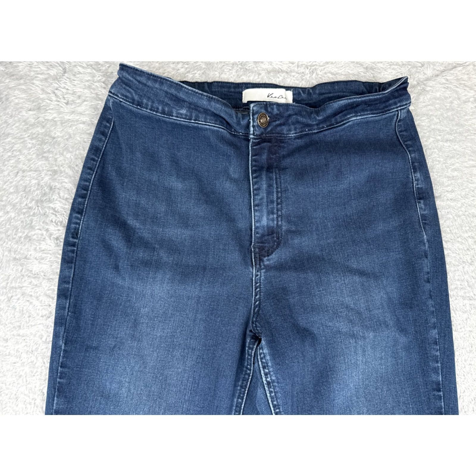 Vintage Jeans Women 30 Blue Denim Wide Flare Cotton Tri-Blend Mid RIse 30x31 Size 30" / US 8 / IT 44 - 4 Thumbnail