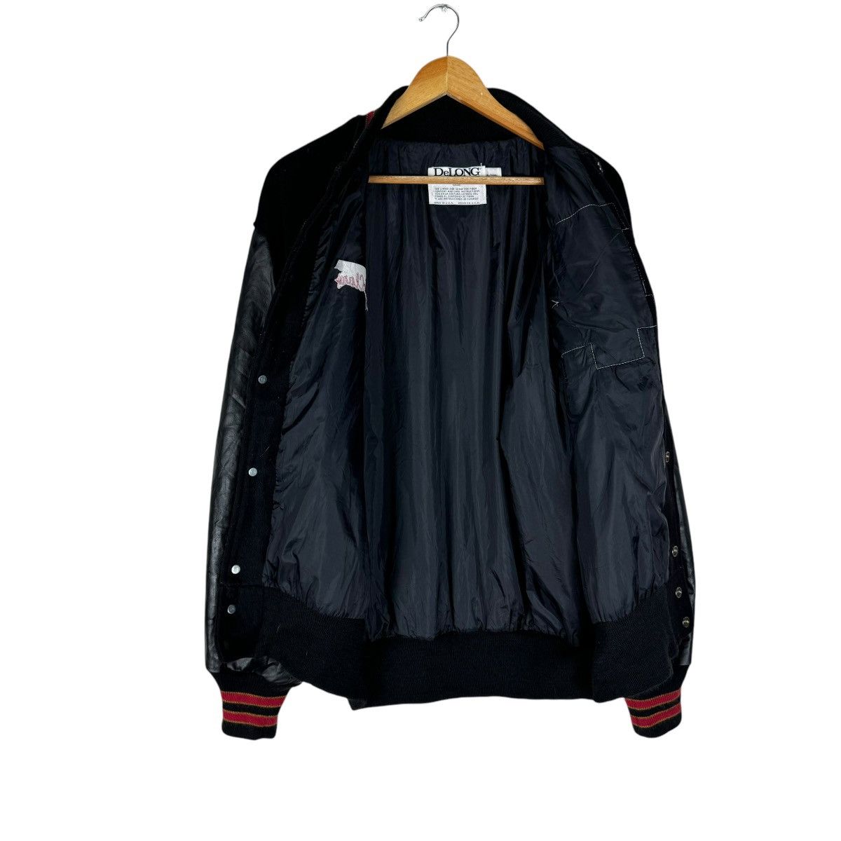 Delong × Vintage 🌟DELONG RUGBY VARSITY LEATHER JACKET Size US XL / EU 56 / 4 - 8 Thumbnail
