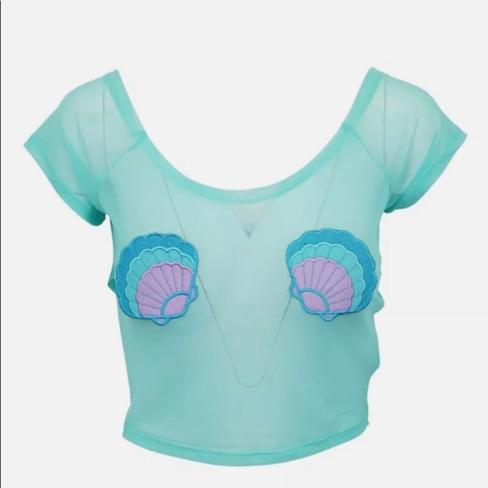 Iron Fist NEW! IRON FIST MERMAID FOR LIFE M Mesh Crop Top Aqua Seashel Size M / US 6-8 / IT 42-44 - 1 Thumbnail