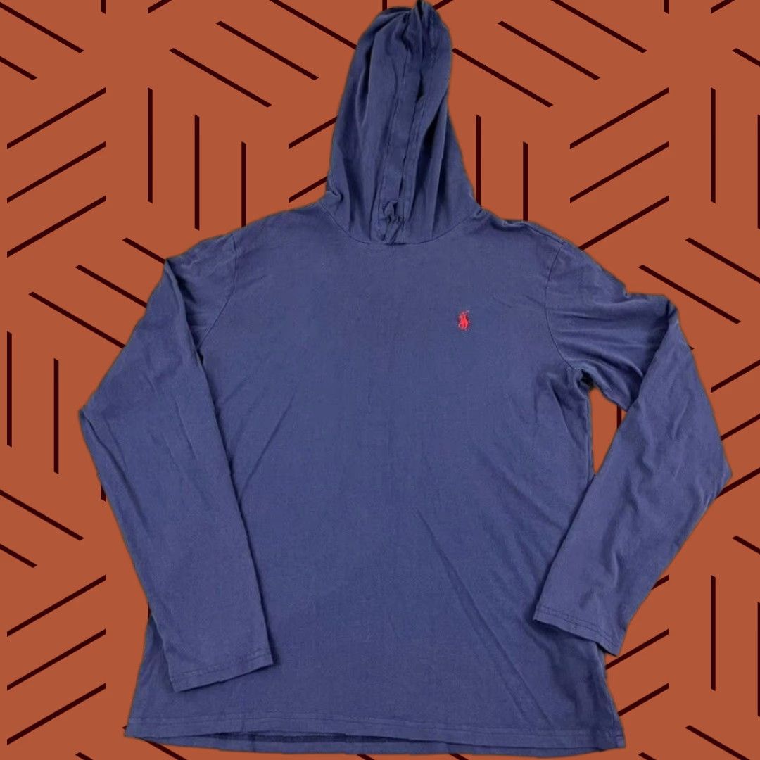Polo Ralph Lauren POLO RALPH LAUREN Hoodie Mens Medium Blue Lightweight Pullover Jacket Small Pony Size US M / EU 48-50 / 2 - 1 Thumbnail