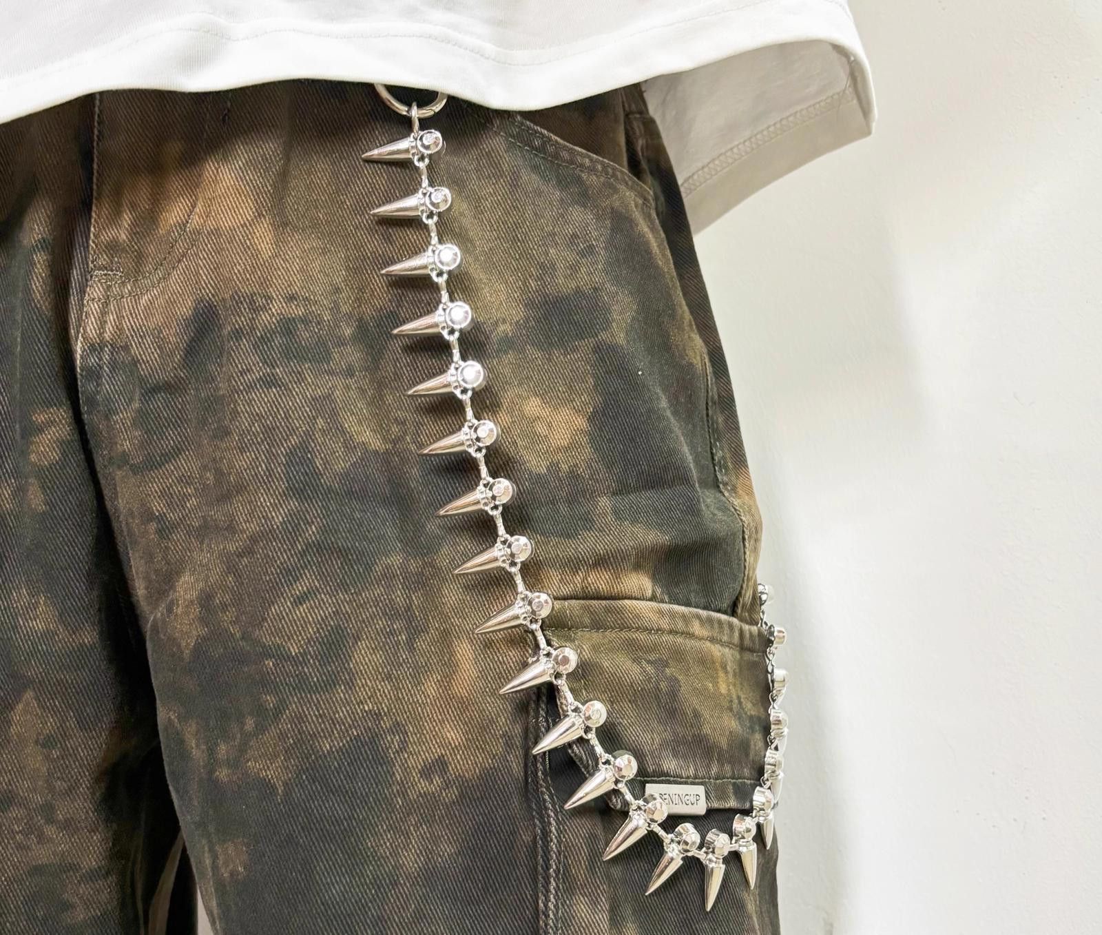 Vintage Silver Spiked Wallet Chain Accessory for Pants, Punk Style Size ONE SIZE - 4 Thumbnail