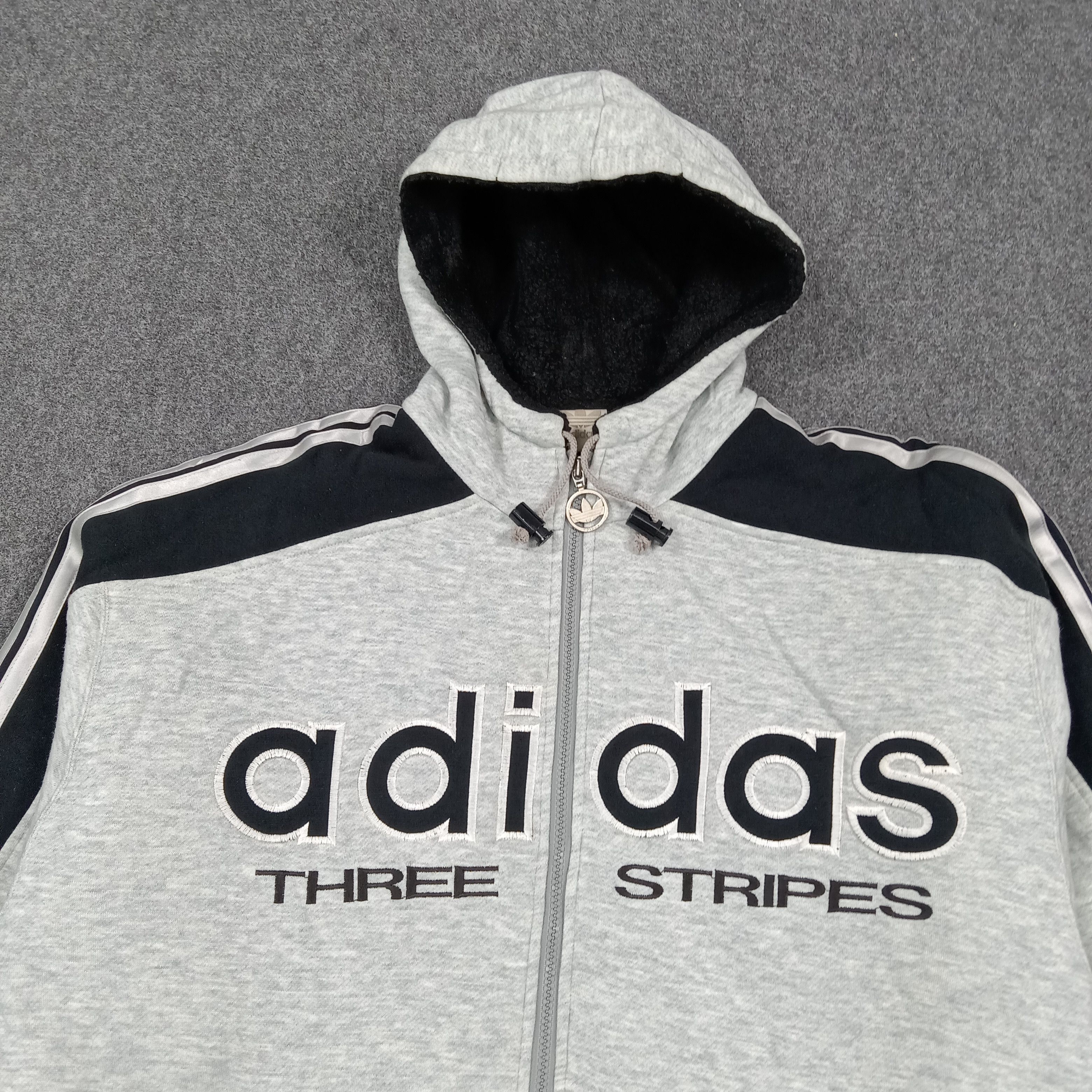 Adidas Rare 90's Adidas Big Logo Hoodie Adidas Zipper C282N9 Size US XL / EU 56 / 4 - 2 Thumbnail