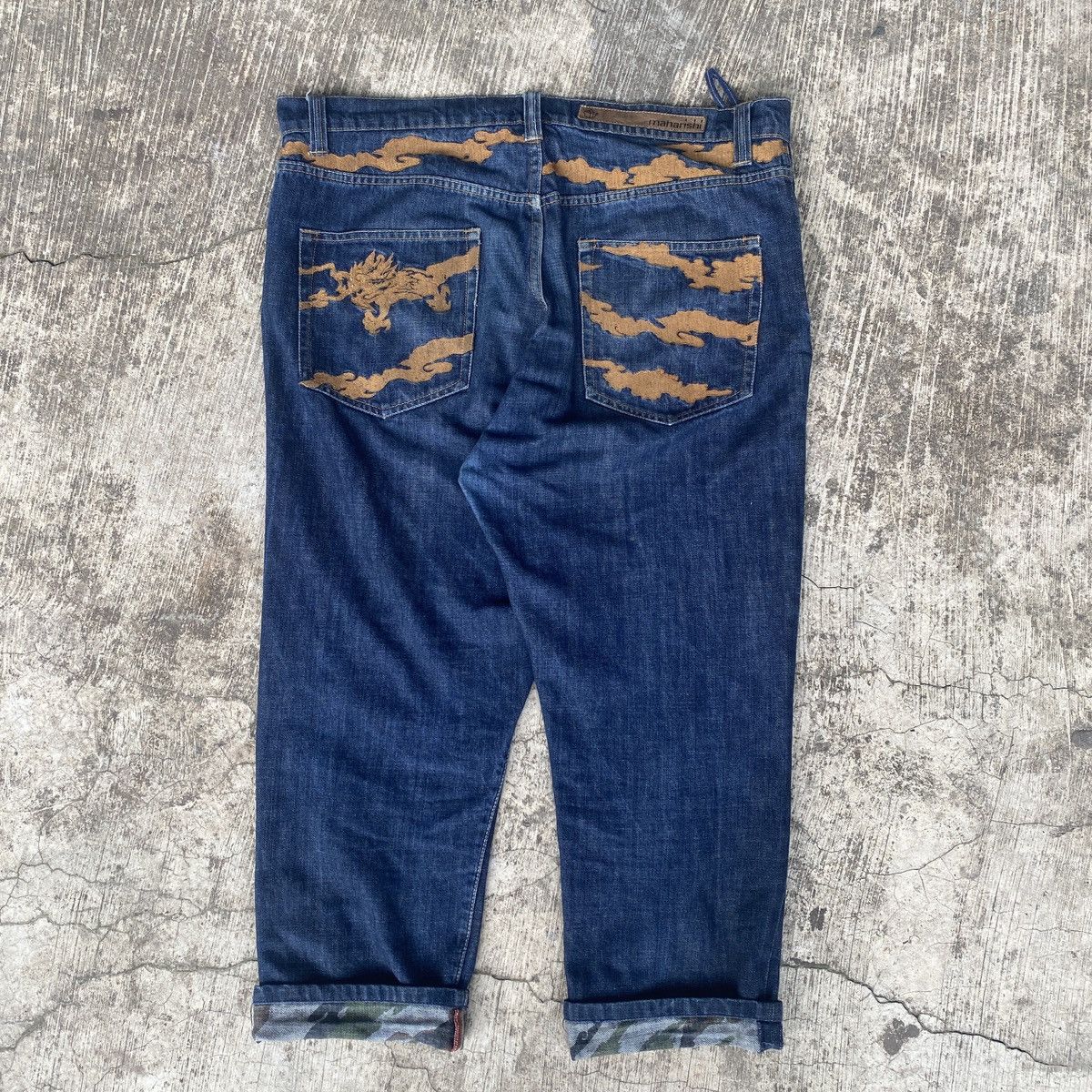 Japanese Brand × Maharishi × Vintage Vintage Maharishi Jeans 13 oz Denim Bonsai Dragon Embroidery Size US 34 / EU 50 - 1 Thumbnail
