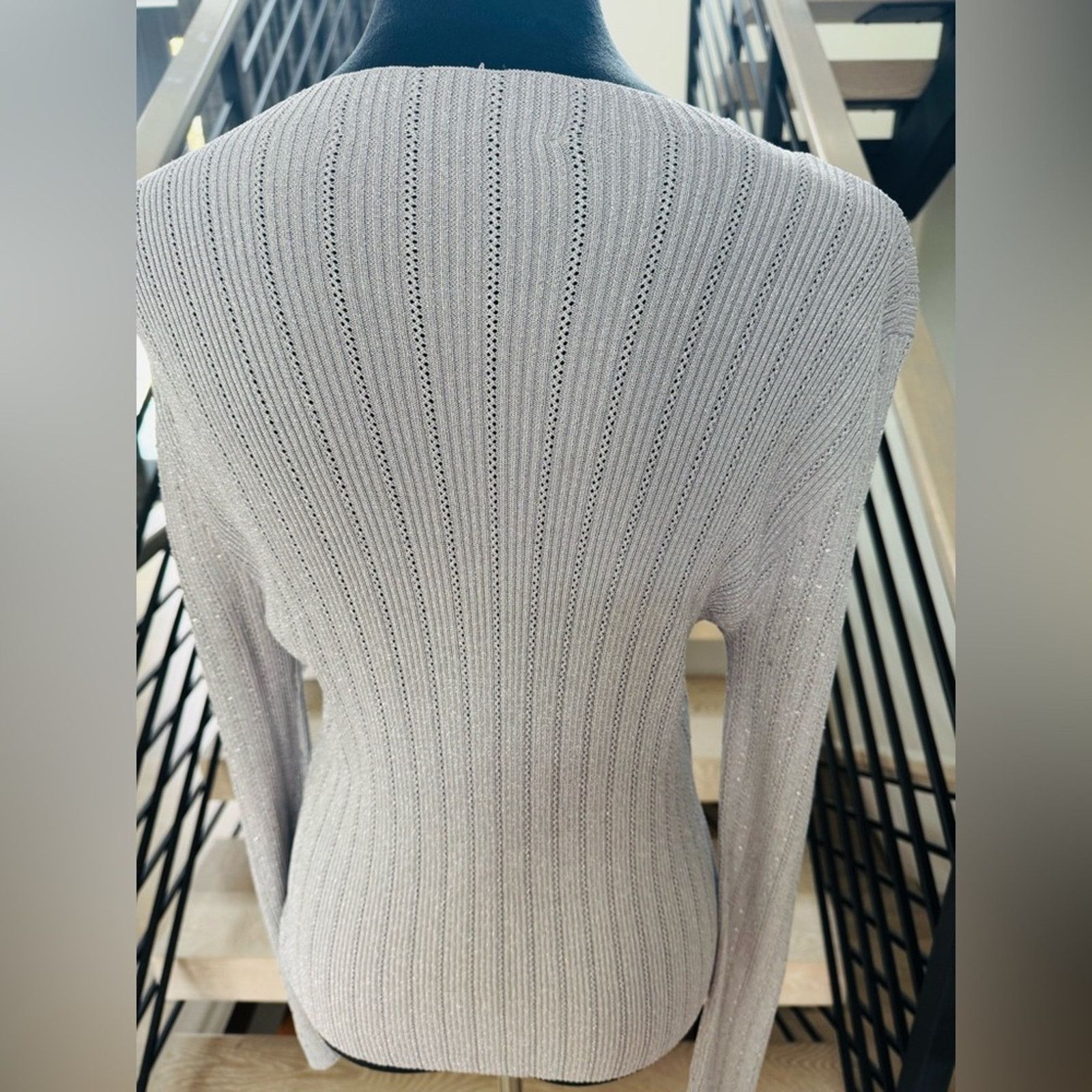 Other New Elegant Silver Sweater with Rhinestones size S Size S / US 4 / IT 40 - 5 Thumbnail