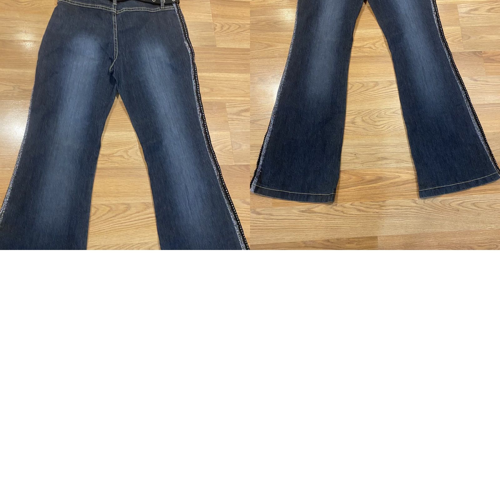 Vintage VINTAGE Lazer Jeans Flared Belted Cowgirl 90s Y2K Sequins Mid Rise Size 9 NWT Women Size 30" / US 8 / IT 44 - 9 Thumbnail