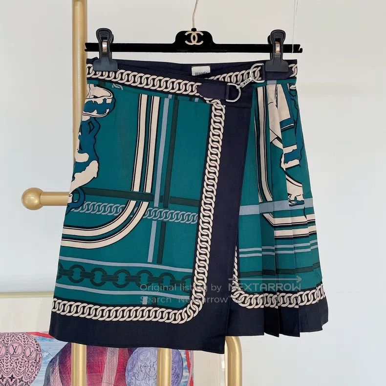 Hermes Green printed skirt