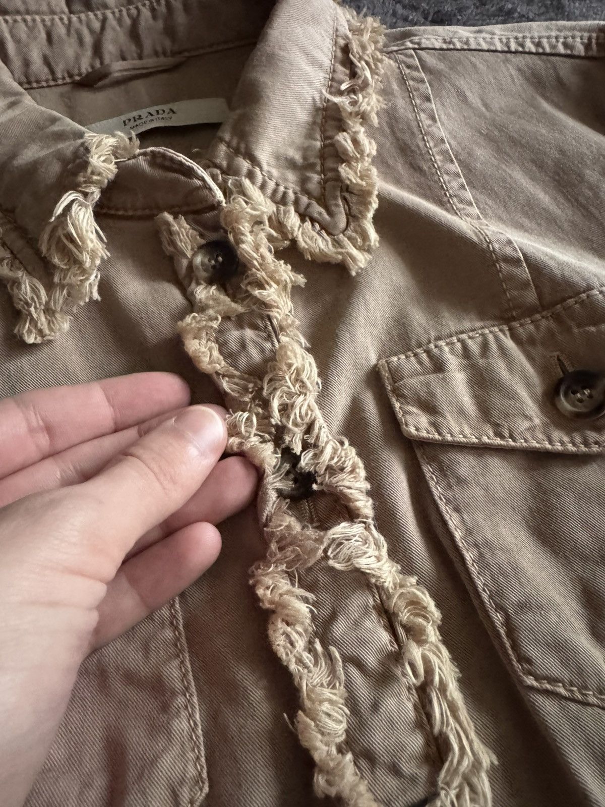 Prada Prada rare luxury denim beige jacket light Size M / US 6-8 / IT 42-44 - 8 Thumbnail