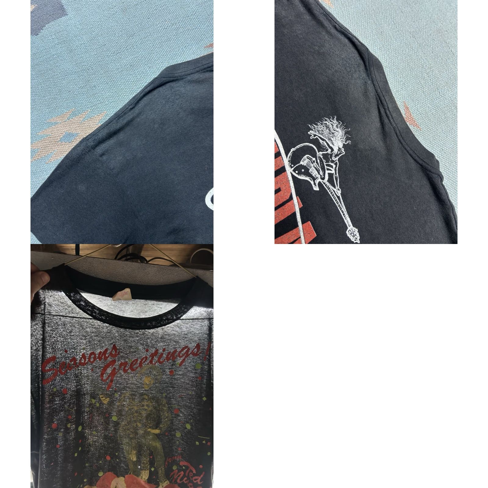 Vintage VINTAGE Ted nugent Seasons greetings tour Christmas Santa Thin Large Shirt Men L Black 90s T-Shirt Christmas Santa tour Nogent? Size US L / EU 52-54 / 3 - 8 Thumbnail