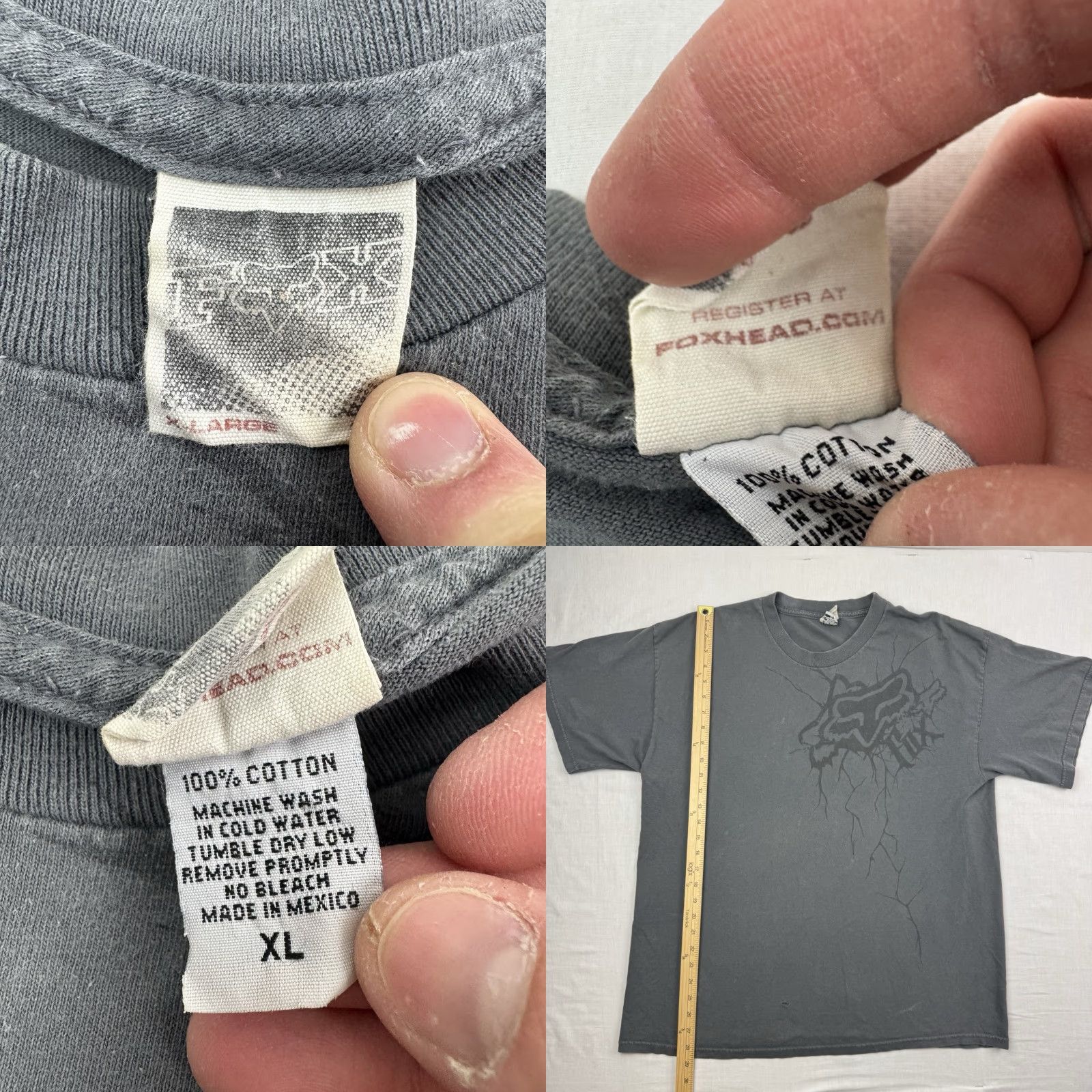 Logo 7 VINTAGE Fox Racing T Shirt Adult XL Hipster Punk Y2K 2000s Grunge Logo Shirt Mens Gray Cotton Short Sleeve Crew Neck Size US XL / EU 56 / 4 - 8 Thumbnail