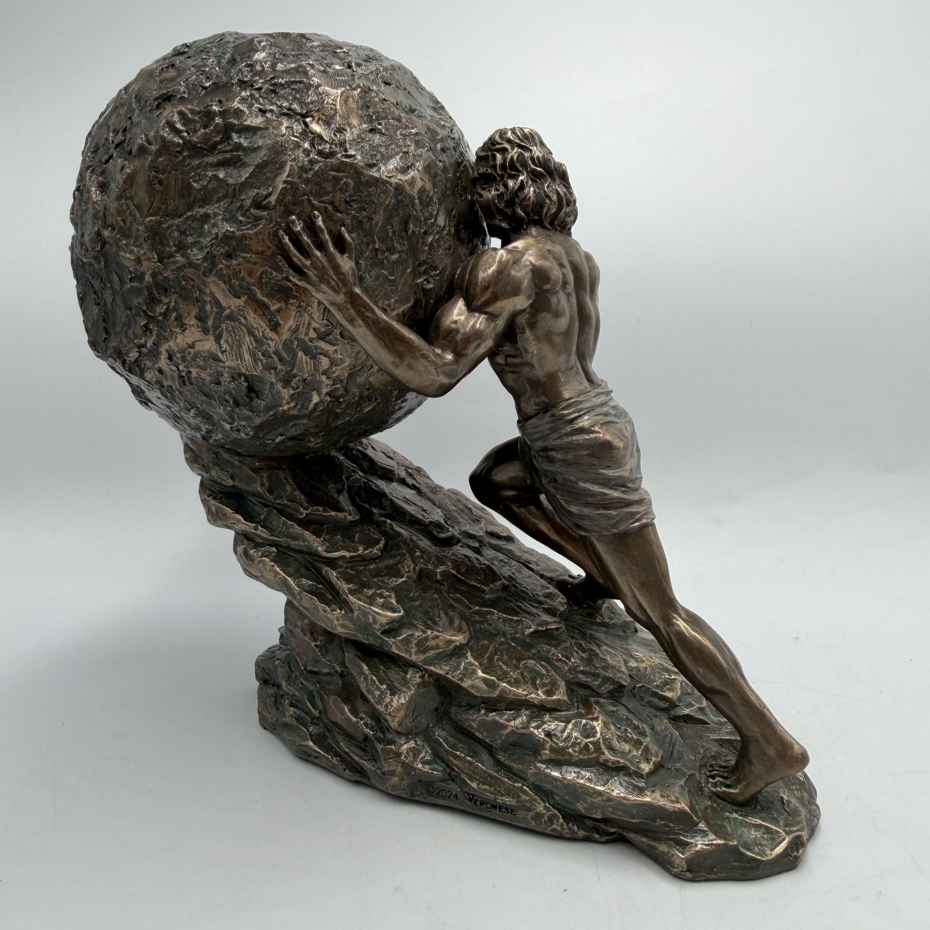 Vintage Sisyphus Bronze Finish Figurine Polystone Greek Mythology Size ONE SIZE - 11 Thumbnail