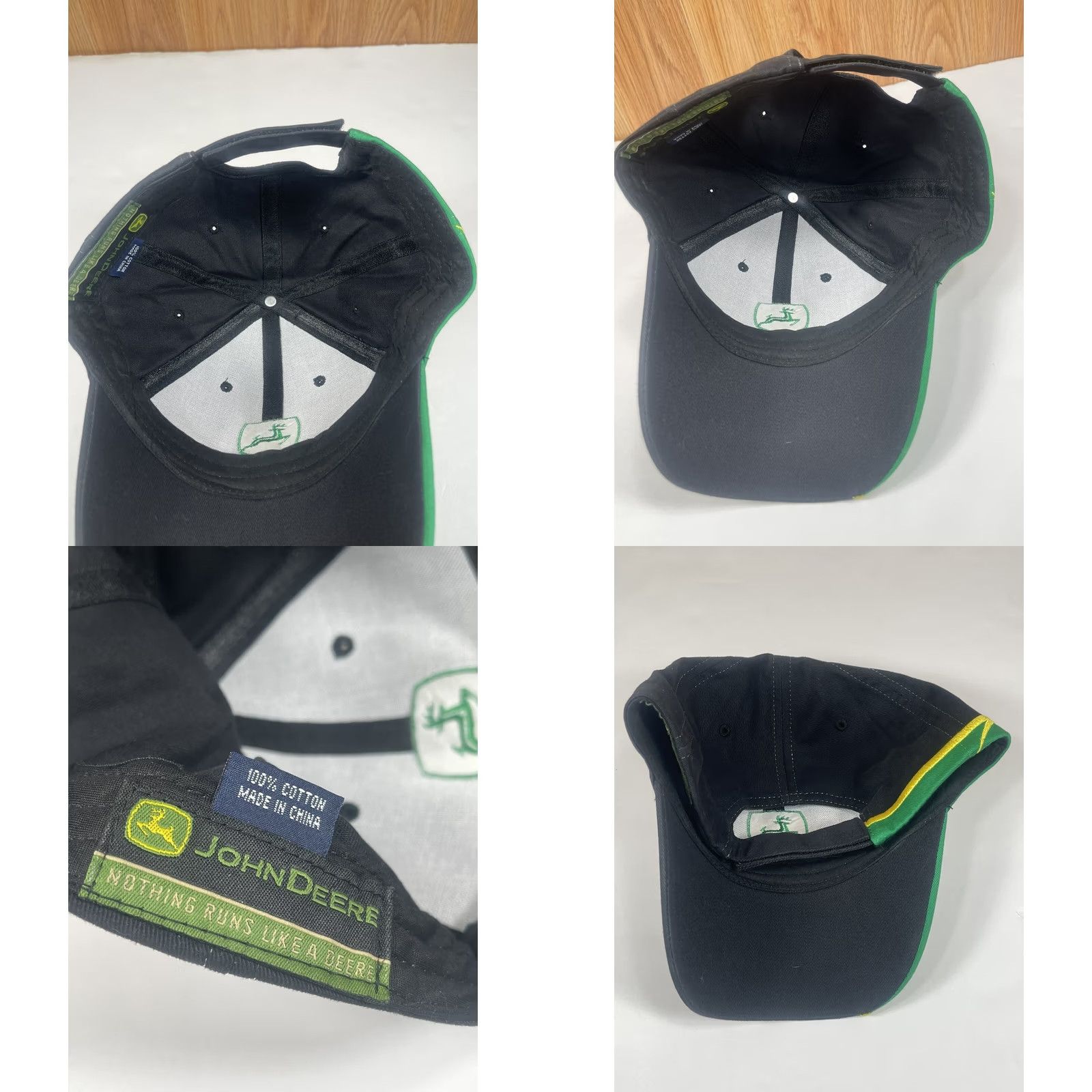 John Deere John Deere Black Green StrapBack Hat Cap One Size Fits Most Cotton Adjustable Men Size ONE SIZE - 8 Thumbnail