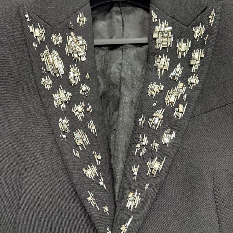 Versace Versace Rhinestones decorate a woolen blazer Size US M / EU 48-50 / 2 - 2 Thumbnail