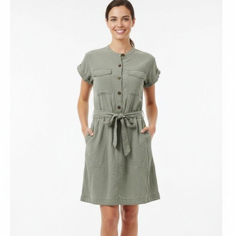Banana Republic Banana Republic Khaki Green Utility Shirtdress Dress Size XS Size XS / US 0-2 / IT 36-38 - 1 Thumbnail