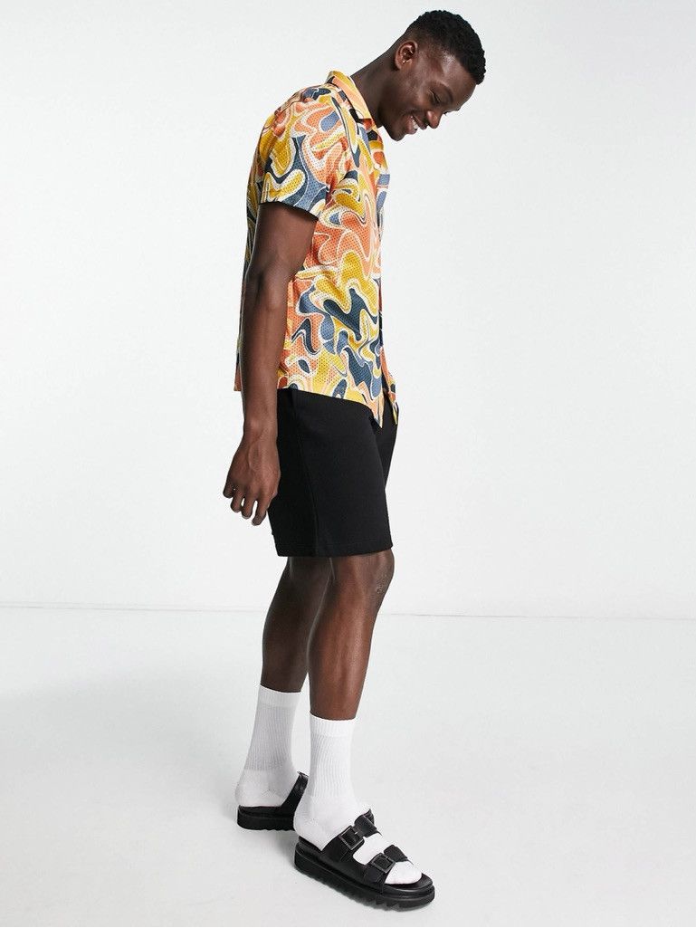 Topman Topman airtex swirl print shirt in orange and blue Size US S / EU 44-46 / 1 - 7 Thumbnail