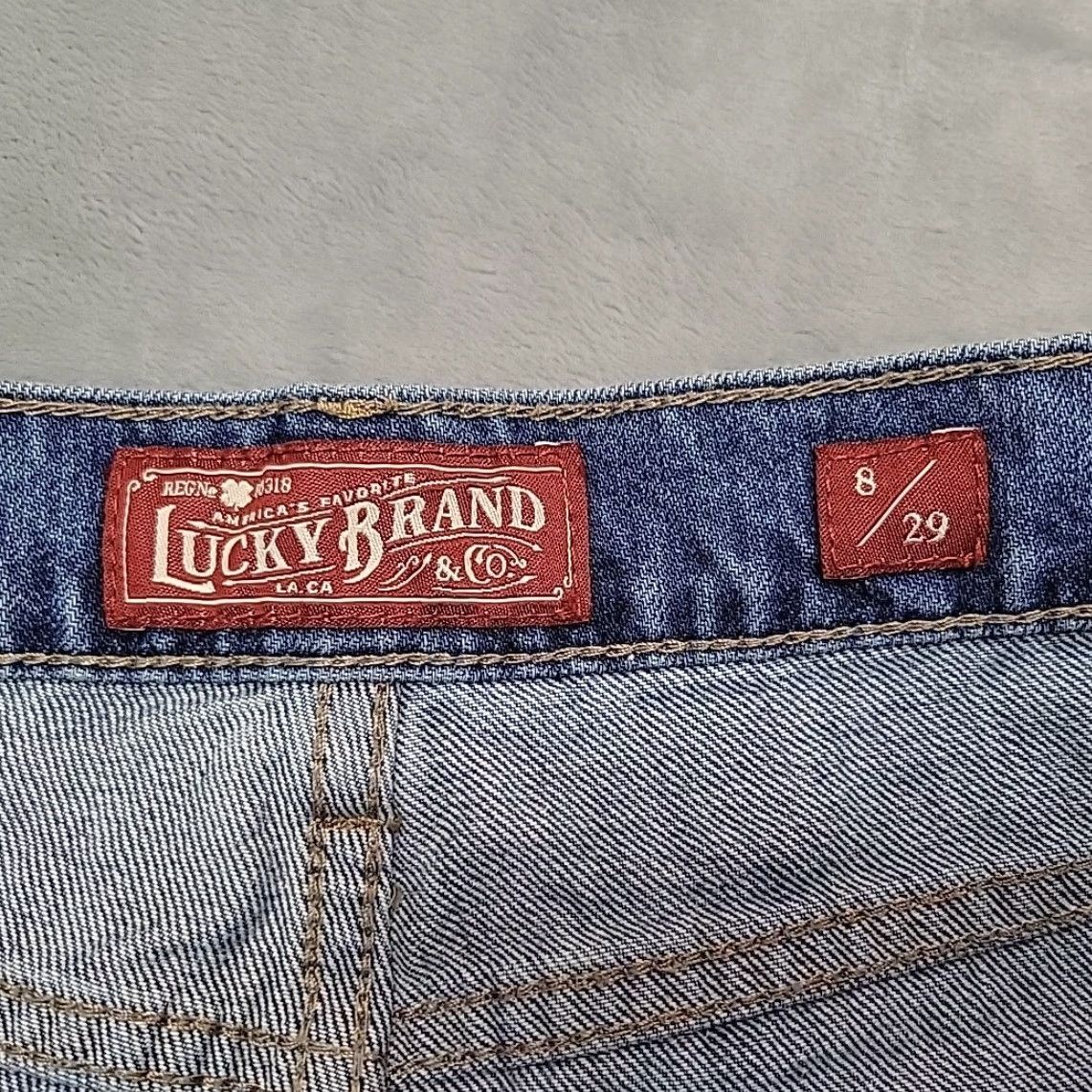 Lucky Brand Lucky Shorts Women 29 Faded Distresed Blue Denim Biker Mini Grunge Y2K 90s Retro Size 29" - 2 Thumbnail