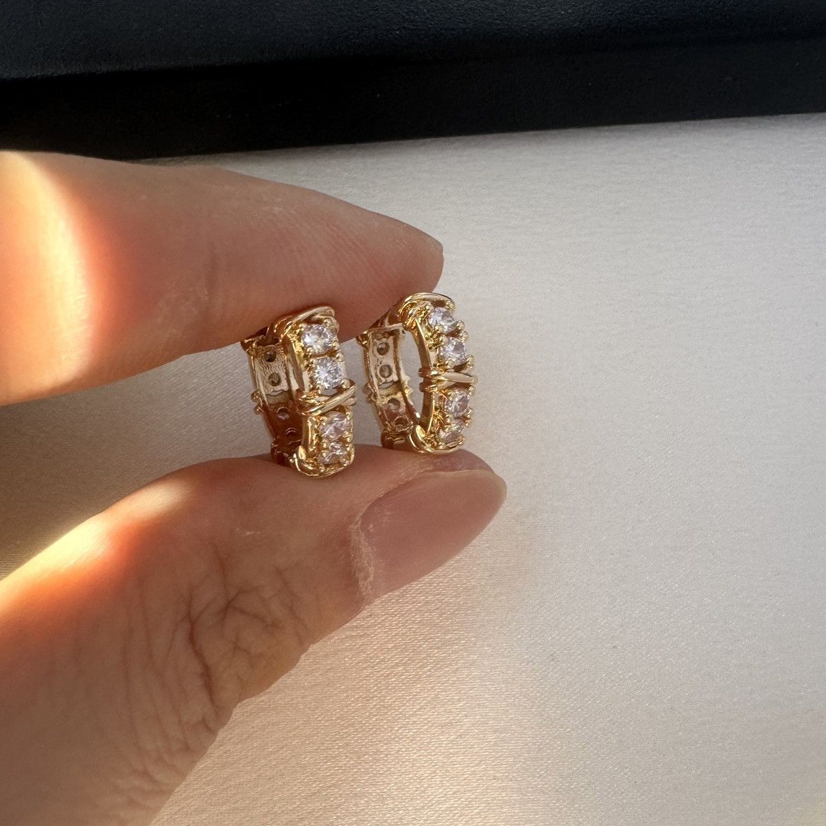 Designer 17mm CZ Small Gold Hoop Earrings for Women Size ONE SIZE - 6 Thumbnail