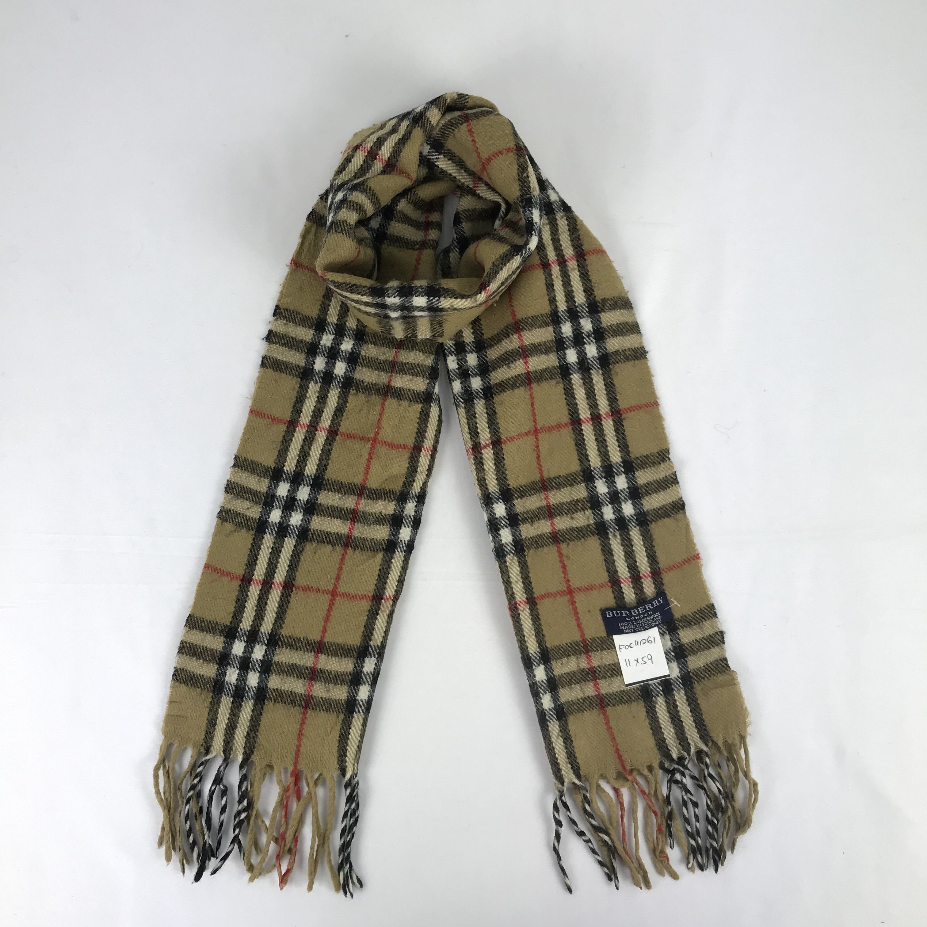 Vintage Burberry Wool Scarf Muffler Cashmere Scarves