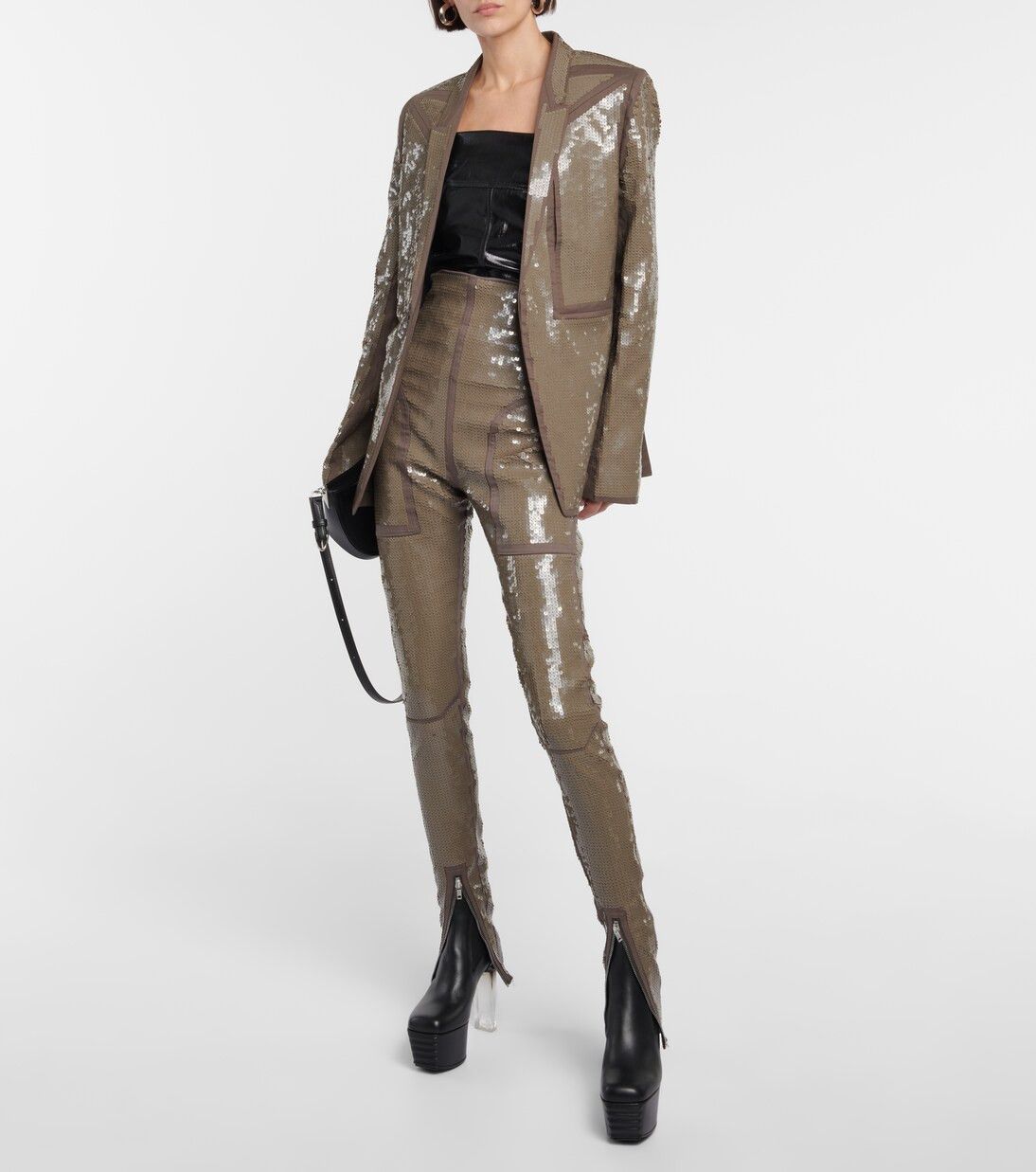 Rick Owens 💥$4K SAMPLE SEQUIN FOGPOCKET NEUE ALICE BLAZER JACKET Size S / US 4 / IT 40 - 9 Thumbnail