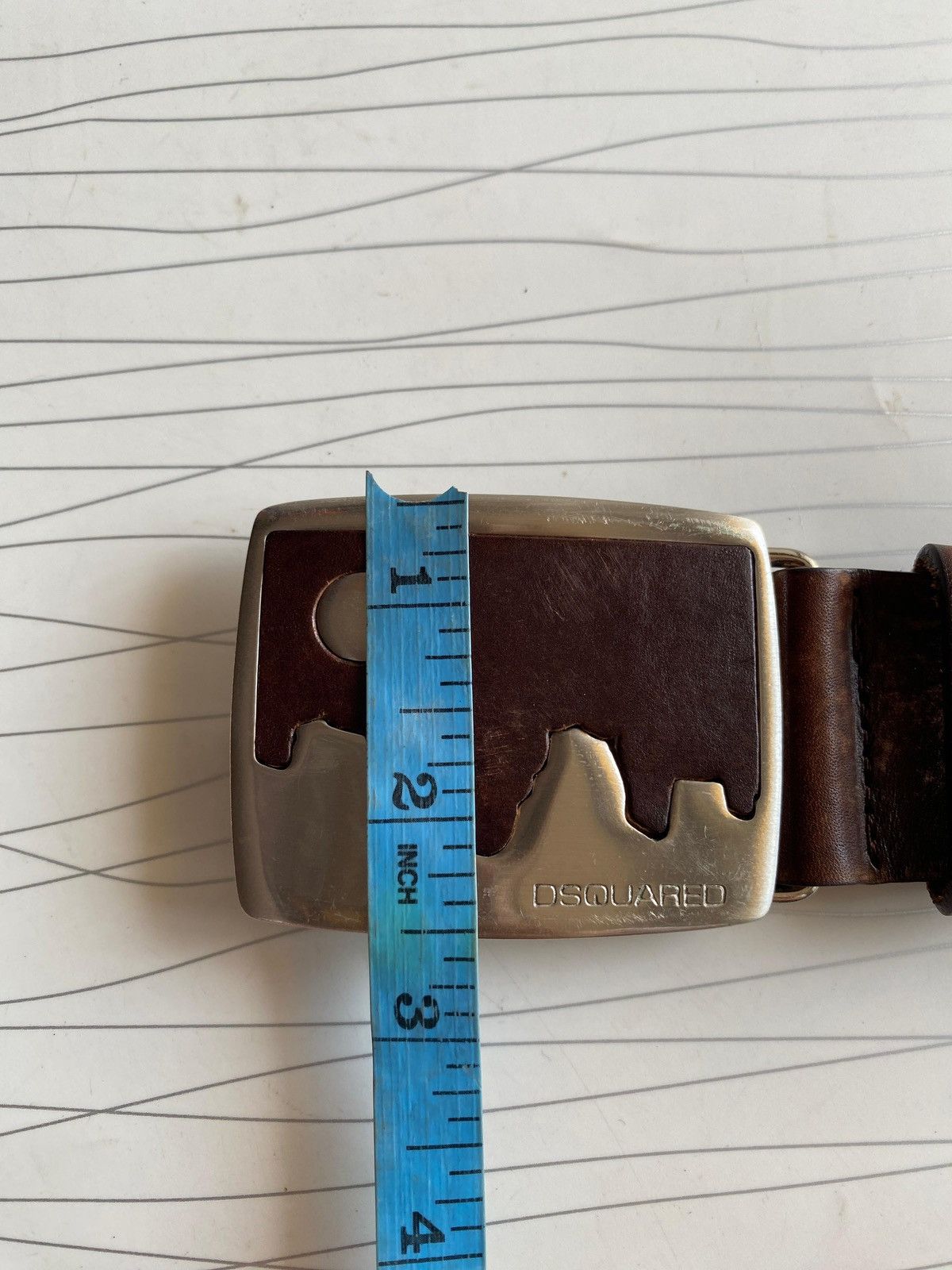 Japanese Brand Dsquared2 Vintage Western Mountain Buckle Leather Belt Brown Size 34 - 9 Thumbnail