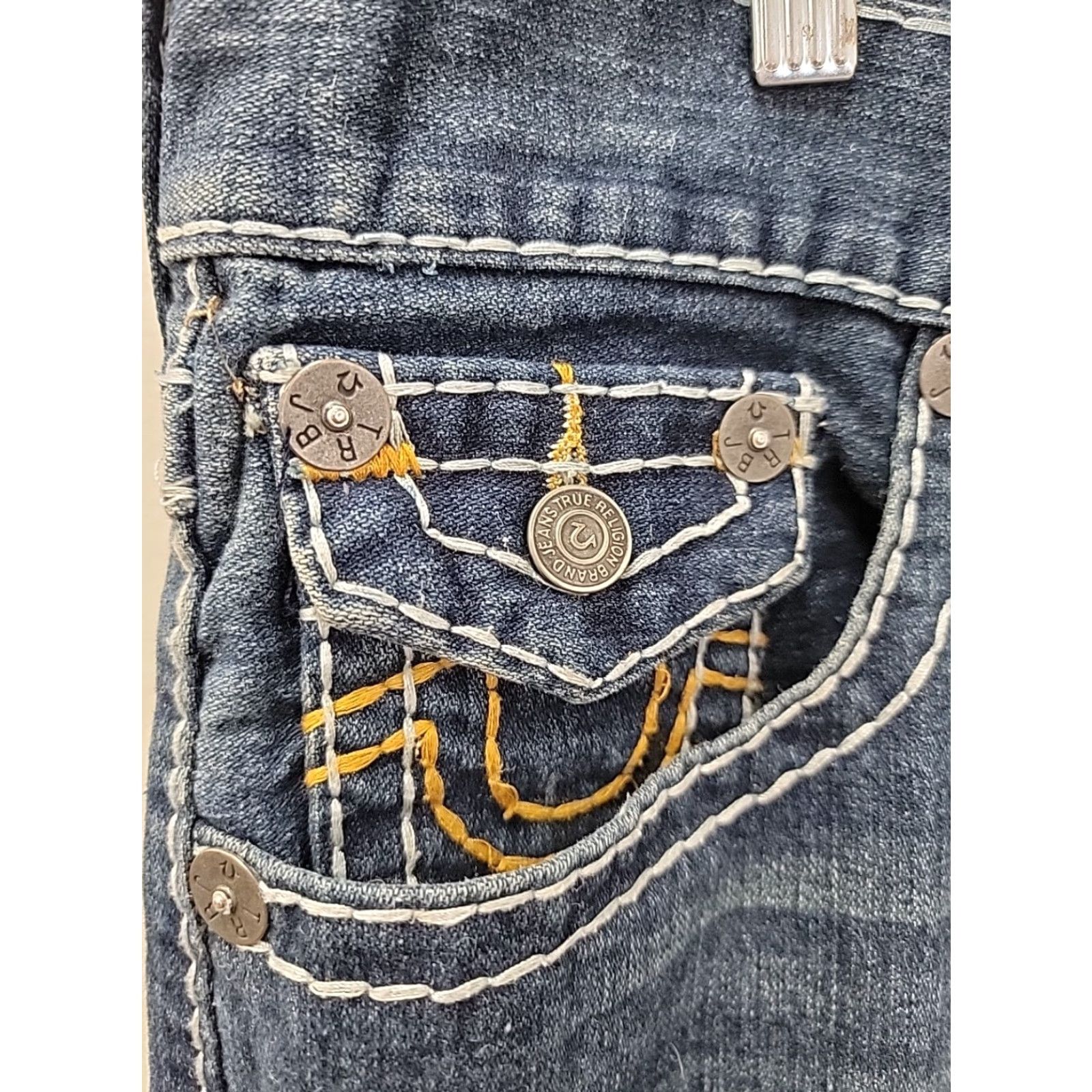 True Religion True Religion Jeans Ricky Super T Denim 38 Mens Distressed 5-Pocket Regular Fit Blue Jeans Mens BRS USA 38x33.5 Nano Size US 38 / EU 54 - 2 Thumbnail