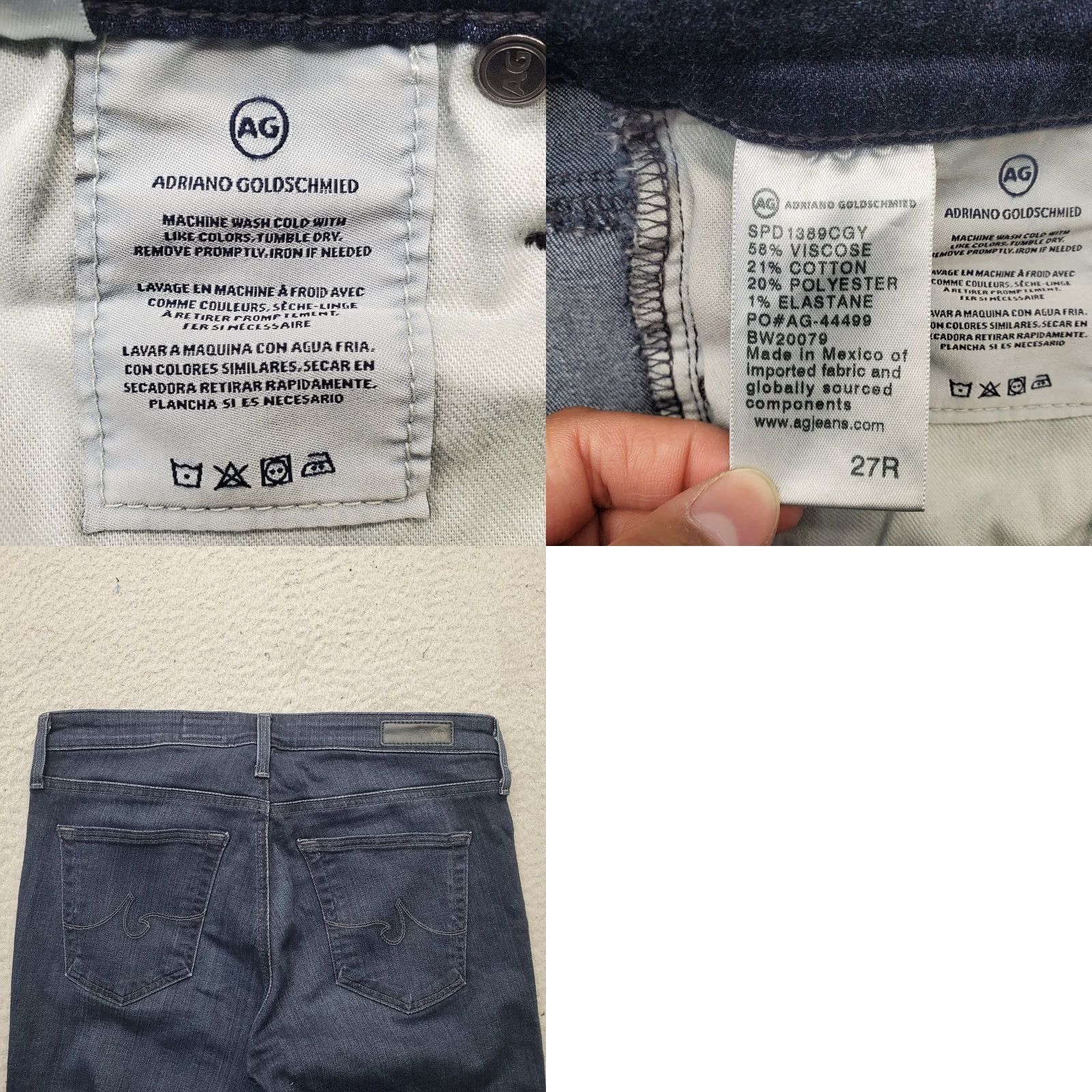 Denime AG Adriano Goldschmied Jeans Women 27R Blue Legging Ankle Super Skinny Denim Jeans Size 27" / US 4 / IT 40 - 8 Thumbnail