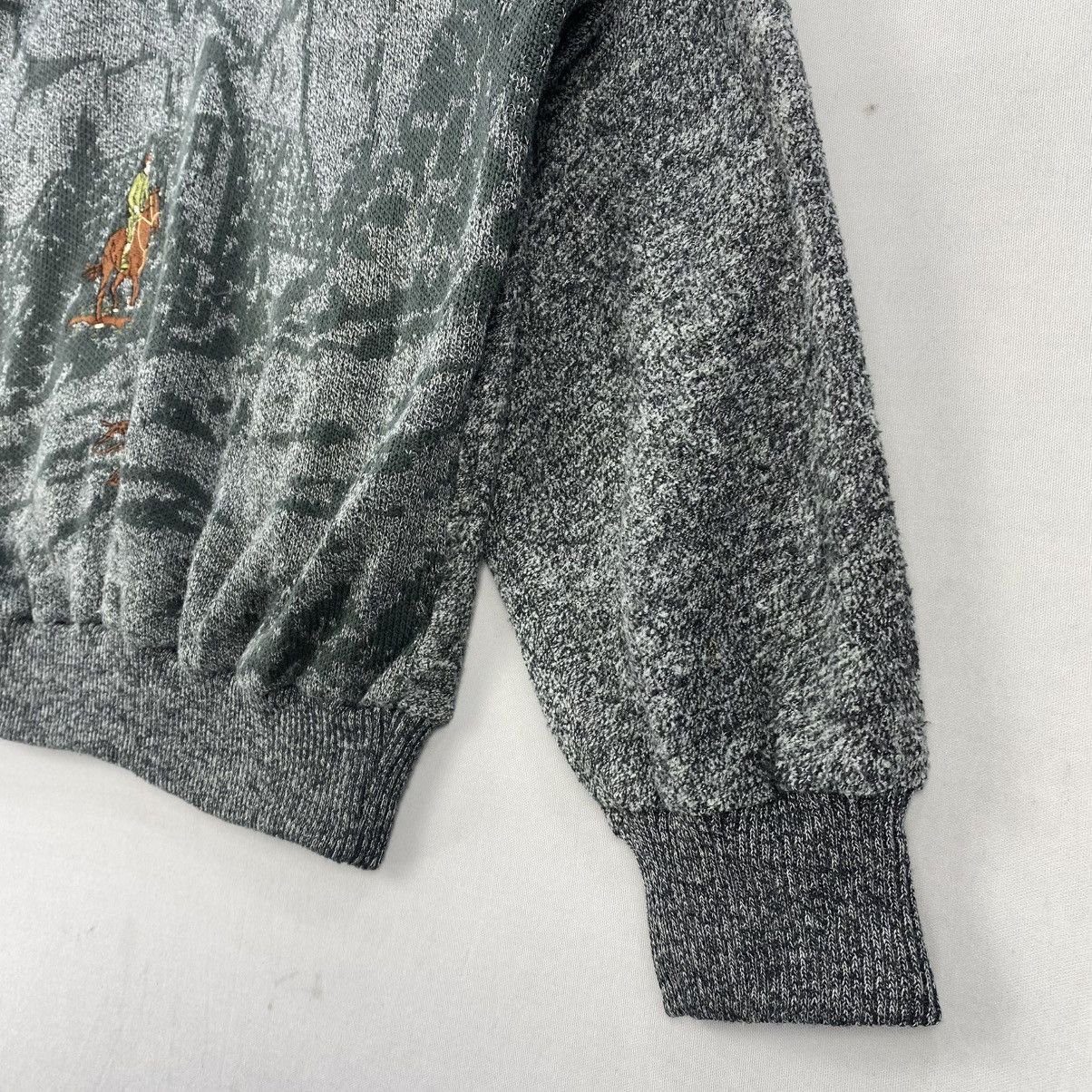 Japanese Brand Vintage Wood Country Knit Sweater | Cowboy Mountain Scene Size US M / EU 48-50 / 2 - 3 Thumbnail