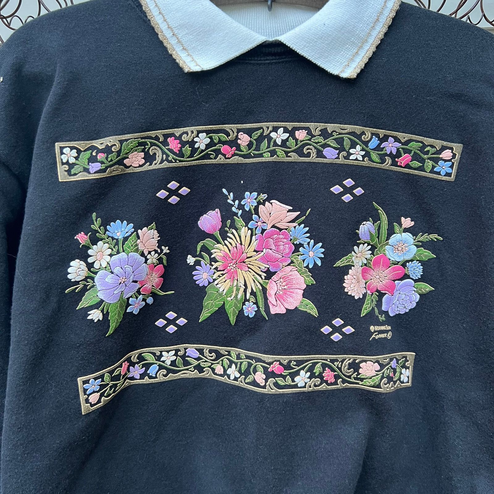 Vintage Vintage Morning Sun Granny sweatshirt floral print collared Size M / US 6-8 / IT 42-44 - 2 Thumbnail