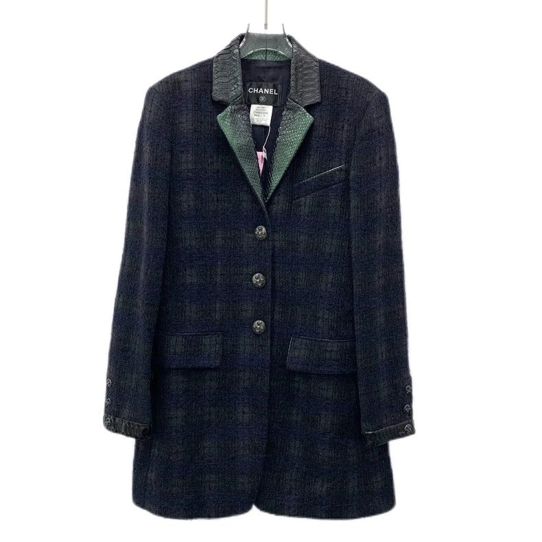 Chanel Chanel Black Plaid Wool Long Coat-dmc Size US XS / EU 42 / 0 - 1 Thumbnail