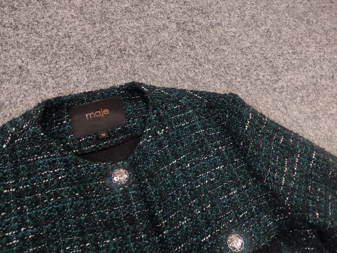 Maje Maje Frayed Cropped metallic boucle-tweed Blazer Jacket Size S / US 4 / IT 40 - 5 Thumbnail