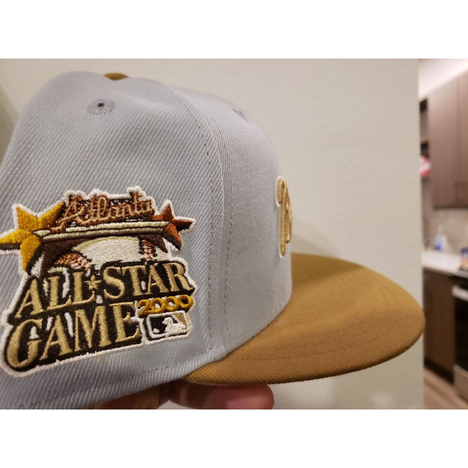 New Era Atlanta Braves Hat Cap 2000 ASG Gold 5950 Size 7 5/8 New Era Size ONE SIZE - 3 Thumbnail
