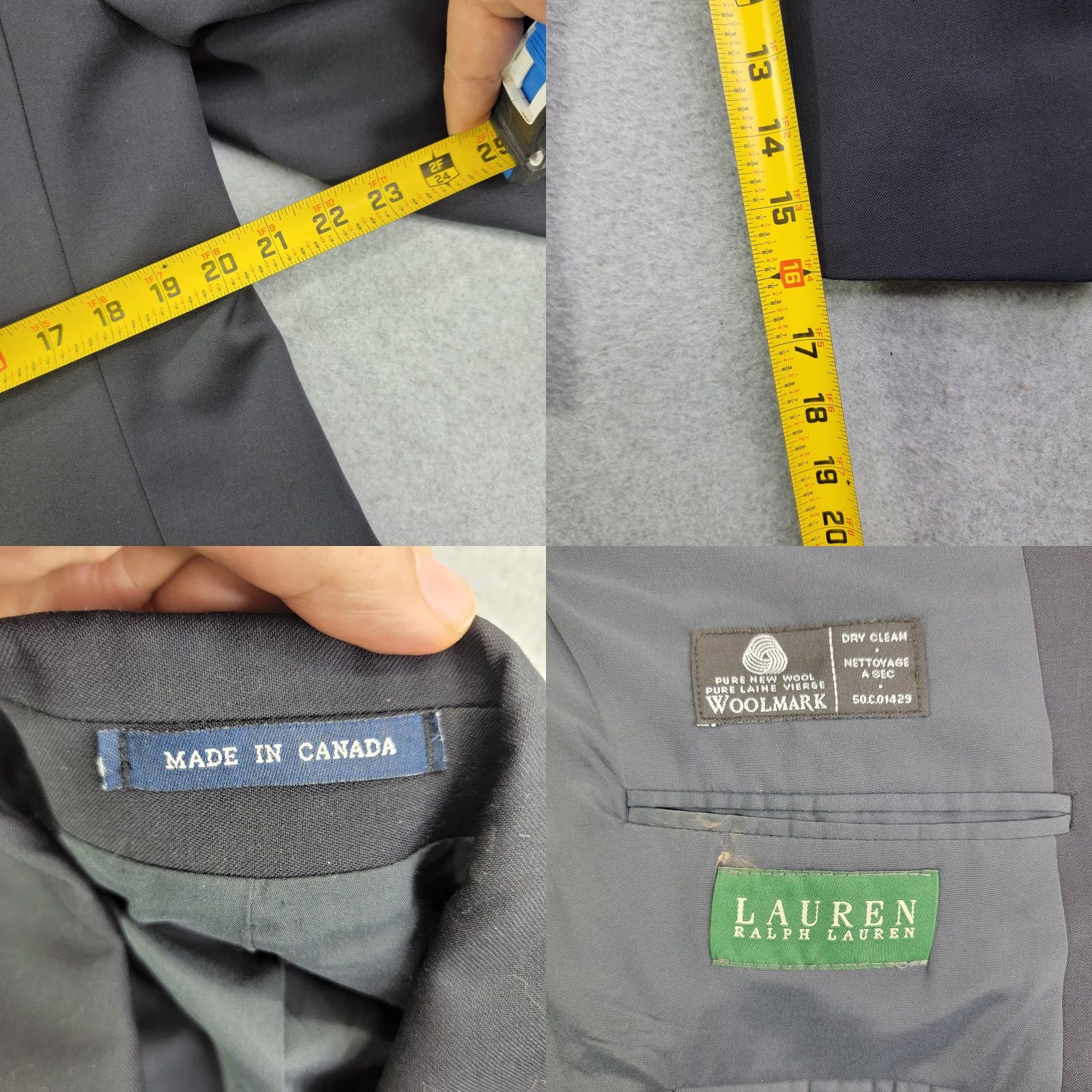 Ralph Lauren VINTAGE Lauren Ralph Lauren Blazer Mens 46 Blue Wool 2 Button Canada Size 46R - 8 Thumbnail
